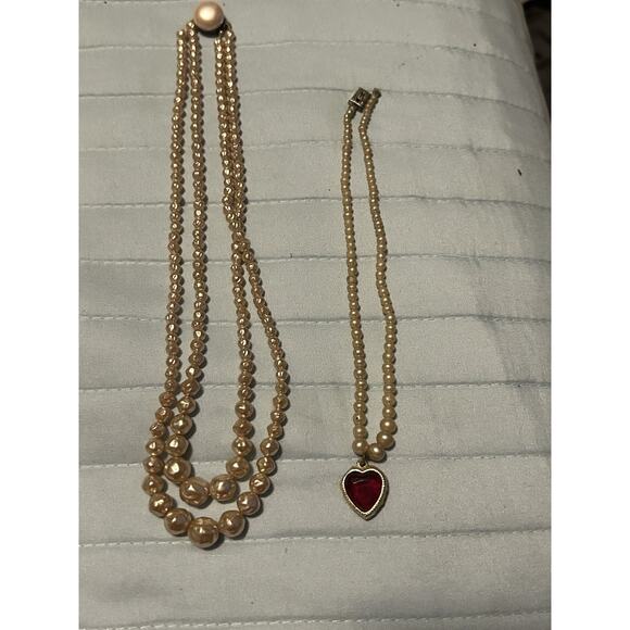 Vintage Faux Pearl Jewelry Lot Pieces Earrings Necklaces Bracelets Earrings - Picture 4 of 12